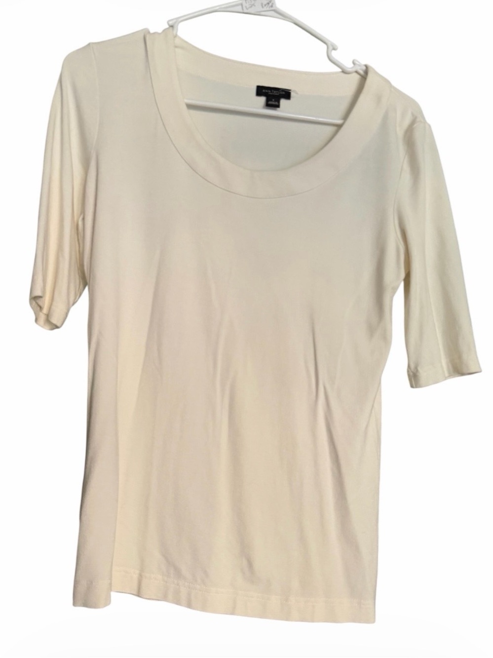 Ann Taylor IVORY Scoop Neck  Short-Sleeve Top